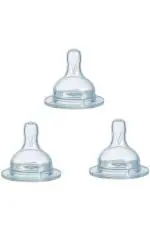 Naughty Kidz Clear Silicone Wide Neck Nipple Pack of3