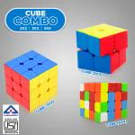 NHR Cube Combo 2x2 | 3x3 | & 4x4 Stickerless 3D High Speed Cube for Kids & Adults Speedy Brainstorming Puzzle (Multicolor, Set of 3)