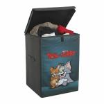PrettyKrafts Tom & Jerry Folding Laundry Basket for Clothes with Lid & Handle, 75 Litre, Green