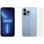 Kite Digital iPhone 13 Pro Max Back Screen Protective Film Carbon Fiber Skin Transparent Sticker + Transparent Tempered Glass Screen Protector with Full Screen Coverage [Except Edges]