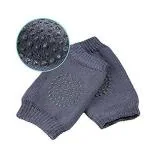 Babymoon Charcoal Grey Anti Slip Elastic Cotton Baby Knee Elbow Pads Cap (3-36 M) 2 Pair