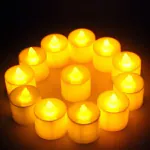 QinPin Pack of 12 Smokeless LED Flameless Candles, Battery Powered, Realistic Festival Decorative Flame, Long Battery Life, Safe for Weddings, Banquets, Indoor and Outdoor Events