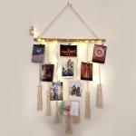 Vah Multicolor 7 Line Rope With Hanging Photo Display Frame Collage Wood Clips