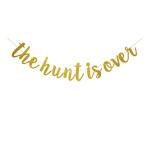 Festiko The Hunt Is Over Banner, Bridal Shower, Bachelorette, Wedding Engagement Party Bunting, Gold Glitter Party Sign Supplies Photo Props