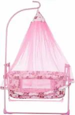 Fun Baby Pink New Born Baby Cradle with Mosquito Net (Pink)