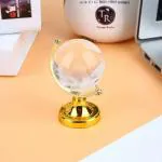 Navyaksh- VibeX V5G - Decor Round Earth Globe Glass Sphere Ball Paperweight Stand Decorative Showpiece - 6.8 cm (Crystal, Clear)