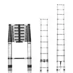 Corvids 4.4m (14.5 ft) Portable & Compact Aluminium Telescopic Ladder, EN131 certified, 15-steps foldable multipurpose step ladder for home & outdoor use