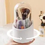TEESTA 360 Degree Rotating Makeup Brush Holders Organizer Transparent with Lid Dust proof Box