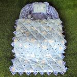 Motherhood Sky Blue Cotton Baby Nest Bed With 3 Pillows And 1 Large Blanket Bedding Set