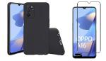 Shagya Oppo A16 Black Tpu Protective Sleek Back Cover Case With Tempered Glass