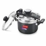 Prestige Clip-on Mini Svachh Hard Anodised Pressure Cooker with Glass Lid, 3 L (Black and Silver)