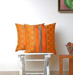 ANS Orange And Gold Viscose Design Pillows Cover - 40 x 40 cm (Pack of 2)