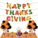 Festiko Happy Thanks Giving Decoration (28 Pcs), Thanksgiving Day Theme For Happy Thanksgiving Party Decoration Supplies Combo (Banner, Cake Topper, Cup Cake Topper, Balloons)