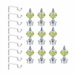 GLOXY Single Diamond Aluminum Curtain Brackets Parda Holders with Support Fittings Designer 1 Inch Rod Pocket Finials for Door & Window(Silver Mix Yellow ,Pair of 5)