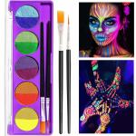 KA CAYLA HANDAIYAN 10 Colors Water Activated Face And Body Paint Kit | Paint Dream Palette| 2 Brushes| UV Neon Glow In The Dark| Hydra Matte Graphic Liner| Water Soluble Non Toxic For Kids And Adults(01)