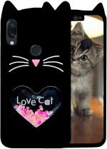 Lejaao Xiaomi Mi Redmi Note 7s Love Cat Hello Kitty Black Silicone Mobile Back Cover