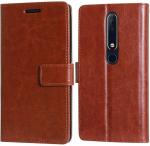 Leyon Brown Artificial Leather Flip Cover For Nokia 6