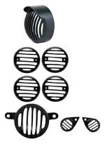 Guance Black Combo Of Indicator, Eyes, Tail And Head Light Grill For Royal Enfield Classic 350 (Pack of 5)