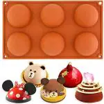 Zollyss Silicone 6 Cavity Large Hemisphere Dome Mold, Half Sphere Silicone Tray For Chocolate, Cake, Jelly, Pudding, Handmade Soap