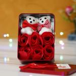 Webelkart Premium Valentine Red Heart Shape Box with 6 Red Roses, 2 Teddy- Valentine Gift for Girlfriend