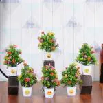 Dekorly 6pcs Artificial Pot Flowers Small Fake Plants with Pot Mini Potted Plants for House Office Tabletop Decoration (Pot with Smiley's)