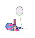 MEGAPLAY [NEON Badminton Racket + AXIS feather shuttlecock 10 pcs Colorful ] SET-COLOR MAY VARY