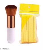 Leticia 1 Round Foundation Makeup Brush, Facial Cleaning Wash Puff Sponge 12 Stick Face Cleansing Pad Soft ,Yellow