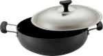 HM EVOTEKHard Aodized Kadai Kadhai Works Decorative Serving Cooking Bartan With Stainless Steel Lid Fetting Handle HC-40