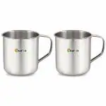 Chefkit Stainless Steel Single Walled Tea & Coffee Big Mug Pack of 2 | Elevate Your Sips in Style and Comfort | Ideal Mug for Your Favorite Beverages (Set of 2)