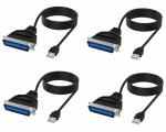 AdzMozi USB to Parallel IEEE 1284 Printer Cable Adapter - Pack of 4
