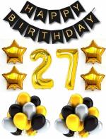 FANEX Solid Paper Happy Decoration Banner and Balloon Set (Pack of 107)