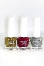 Indie Nails A Big Fat Indian Wedding Vegan Nail Polish Combo Set of 3, Ideal Gift for women and girls, mini kit, pack of 3, Quick dry, 12 Toxic Free Formula, Festive Gifting