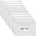 Shining Zon Envelope Design Document Certificates File Folder Bag Clear Holder Storage Case Snap Button File Folder Clear Plastic Container for A4, FS, Legal Size Papers Stationery - Pack of 80