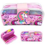 S4SQUARE ENTERPRISE Unicorn Pouch Multi-Purpose Double Compartment Zipper Pencil Case for Kids Double-LayerCute Stationery Box