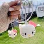 RUPELIK (20W Apple Charger Case White Cat) Cartoon 3D Design Protective Case Cover for 20W / 18W iPhone USB-C Power Adapter Charger, Cute Cartoon Lightning Data Cable Case Cover for iPhone Charger Designer Case Cover