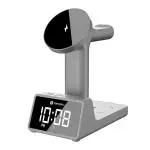 Portronics Bella 2 3 in 1 15W Magnetic Wireless Charging Station with Digital Alarm Clock, Compatible with iPhone 15/15 Plus/15 Pro/15 Pro Max, iPhone 11/12/13/14 Series, iWatches and AirPods(Black)