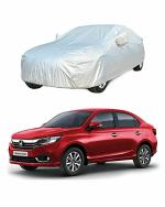 SENSI Waterproof Car Cover for New Honda Amaze Silver Aluminium Car Body Cover with Mirror Pocket, 4 Tyre Belt