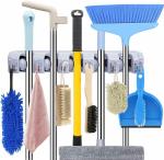 WIDERZONE Mop And Broom Holder, Upgraded With Effective Strong Holding 5 Slot Position With 6 Hooks Garage Storage Tools Wall Mounted, Organize Ideas, Standard Size