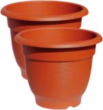 GreenLove Super Big Round Plant Container Gamla Pot Plastic Flower Pot Plastic Gamla Pots Plant Container Set (Pack Of 2, Plastic)