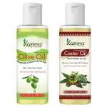 KAZIMA Combo Of Olive Oil And Castor Oil Skin, Acne Scars, Face and Body Massage, 200 ml Each (Combo Of 2)