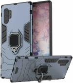 MONKISH Samsung Galaxy Note 10 Plus Blue Polycarbonate, Thermoplastic Polyurethane Heavy Duty Shockproof Armor Kickstand with Ring Holder Case Cover|Mobile Cover|Mobile case|Flip cover