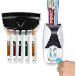 Rich mart DIY Toothpaste Dispenser, Press to Paste Toothpaste Squeezer and 5 Toothbrush Holders Bathroom Organizer Hands-Free Wall Mounted(Multicolour)