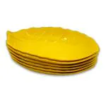 Inpro Melamine Stylish Designer Quarter Plates (Pack of 6) For Melamine Plate-designer Plate-Leaf Plate-Stylish Plate- Kitchen crockery- 6 Yellow color Plates-Melamine Dinnerware-Dishwasher-safe plates - Lightweight dinnerware