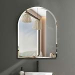 The Deqor Frameless Bevelled Glass / Wall Mirror For Bathroom / Wall Mirror For Bedroom / Mirror For Room - Semi Circular Shape (18 X 24 Inch ) ( BM1824A2)