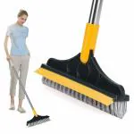 SAMEZONE Bathroom Cleaning Brush with Wiper 2 in 1 Tiles Cleaning Brush Bathroom Cleaning Brush with Wiper Tiles Cleaning Brush Floor Scrub Bathroom Brush with Long Handle Bathroom Floor Cleaning Brush (2 in 1 Wiper Brush) (Multicolor)