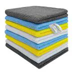 SOFTSPUN Microfiber Cleaning Cloths, 8 pcs 30x40cms 220GSM Multi-Color Highly Absorbent Lint and Streak Free Multi Purpose Wash Cloth for Kitchen Car Window Stainless Steel Silverware.