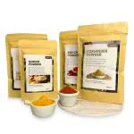 Leap Club Powdered Spices Combo 100 Percent Organic and Chemical Free (Pack of 3 x 200 g Turmeric, Chilli, Coriander, 1 x 100 g Ginger Powders)