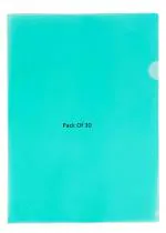 Shining Zon L Folder File A4 Size Durable Clear Transparent Plastic File Folders Paper Holders Organizer Document Sleeves for Protection Suitable for School, Offices & Projects (Pack of 30 Green Colour)
