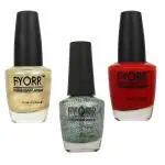 FYORR Nail Polish Red Yellow Nail Shine Shimmer Glitter Set of 3pcs 15ML Each
