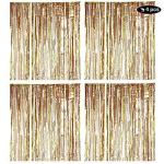 Party Midlinkerz Polyethylene Golden Curtain 3x6 feet for Anniversary, Birthday and Gradution (Pack of 4)